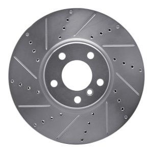 BMW 650I Convertible Brake Rotor (1) - Right Front - R1 Concepts - Drilled & Slotted - Silver - `10-`18